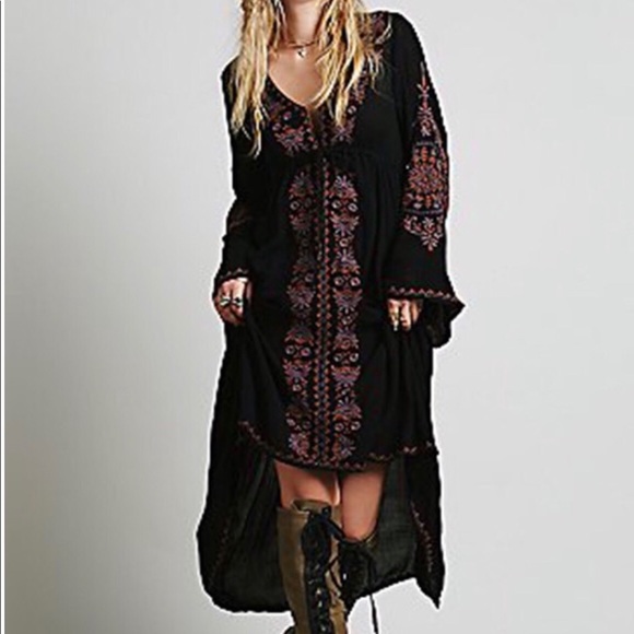 Dresses & Skirts - Embroidered High Low Boho Dress